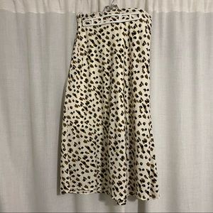 NWT Wishlist Leopard Animal Print Midi Skirt L Cream Tan & Black